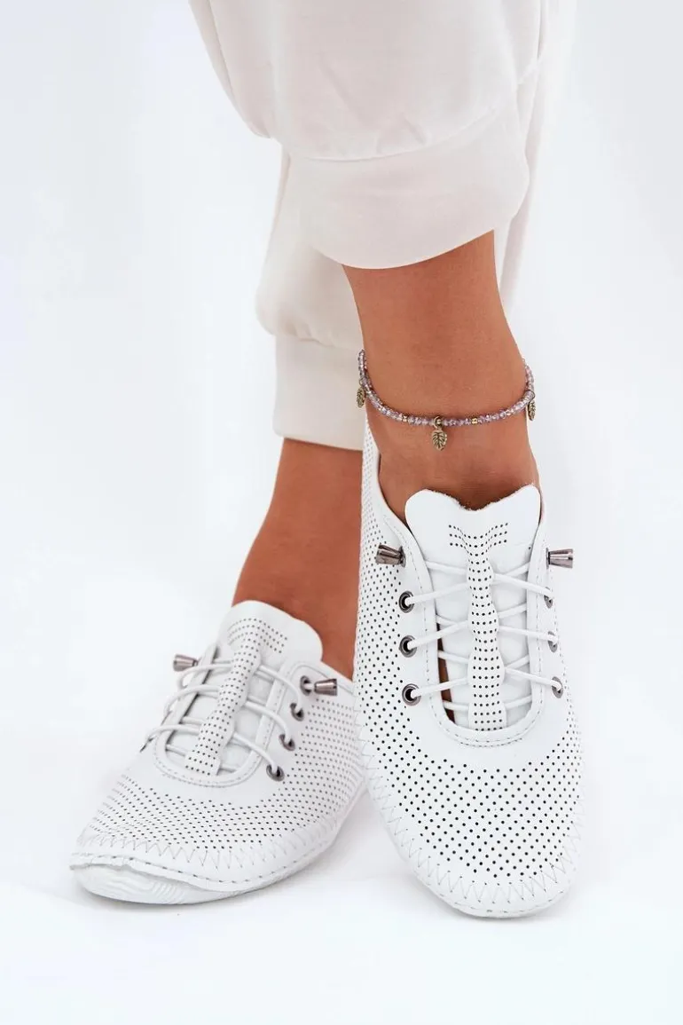 Półbuty Damskie Ze Skóry Naturalnej Artiker 54C0831 Białe