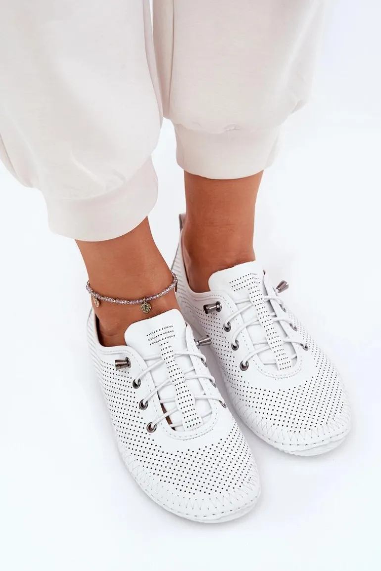 Półbuty Damskie Ze Skóry Naturalnej Artiker 54C0831 Białe