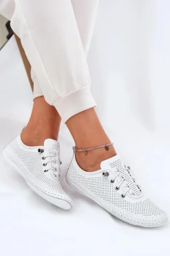 Półbuty Damskie Ze Skóry Naturalnej Artiker 54C0831 Białe