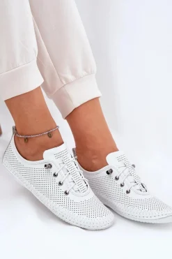 Półbuty Damskie Ze Skóry Naturalnej Artiker 54C0831 Białe