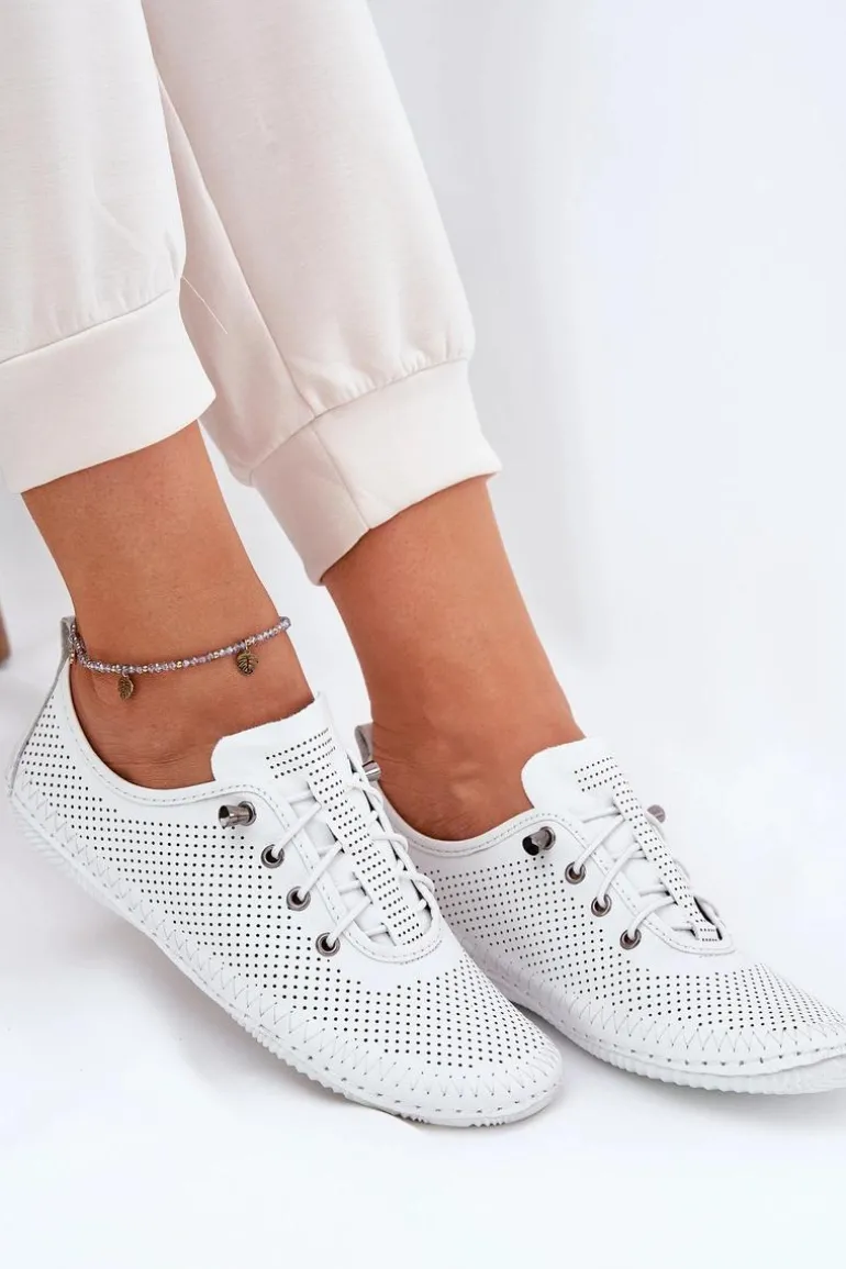 Półbuty Damskie Ze Skóry Naturalnej Artiker 54C0831 Białe