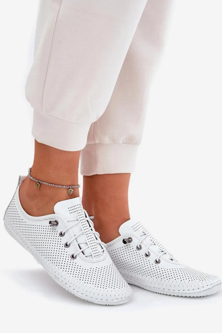 Półbuty Damskie Ze Skóry Naturalnej Artiker 54C0831 Białe