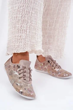 Półbuty Damskie Ze Skóry Naturalnej Wzorzyste Artiker 56C2689 Beżowe