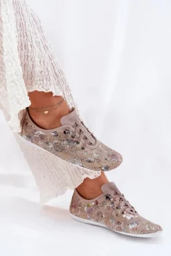 Półbuty Damskie Ze Skóry Naturalnej Wzorzyste Artiker 56C2689 Beżowe