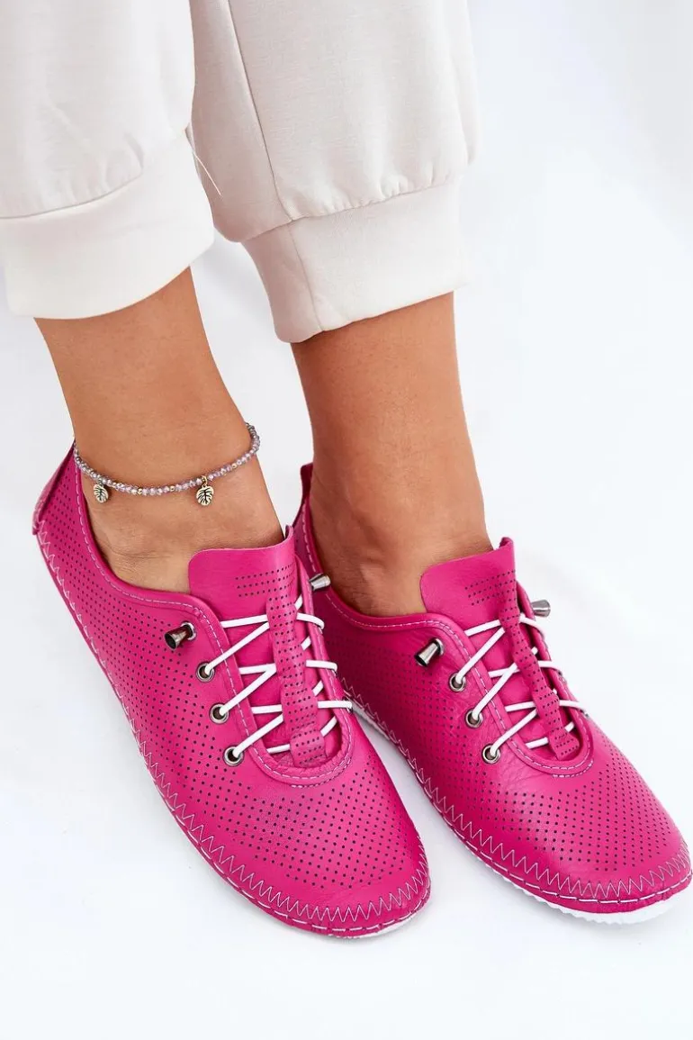 Półbuty Damskie Ze Skóry Naturalnej Artiker 54C0830 Różowe