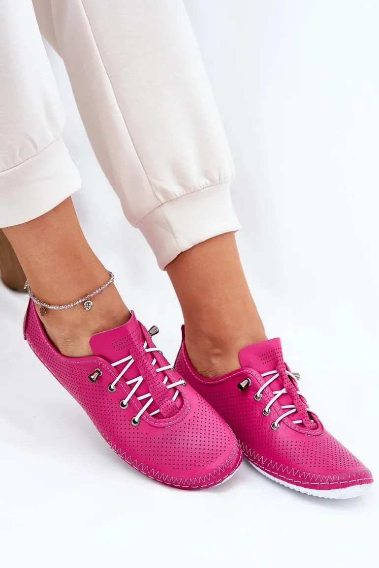 Półbuty Damskie Ze Skóry Naturalnej Artiker 54C0830 Różowe