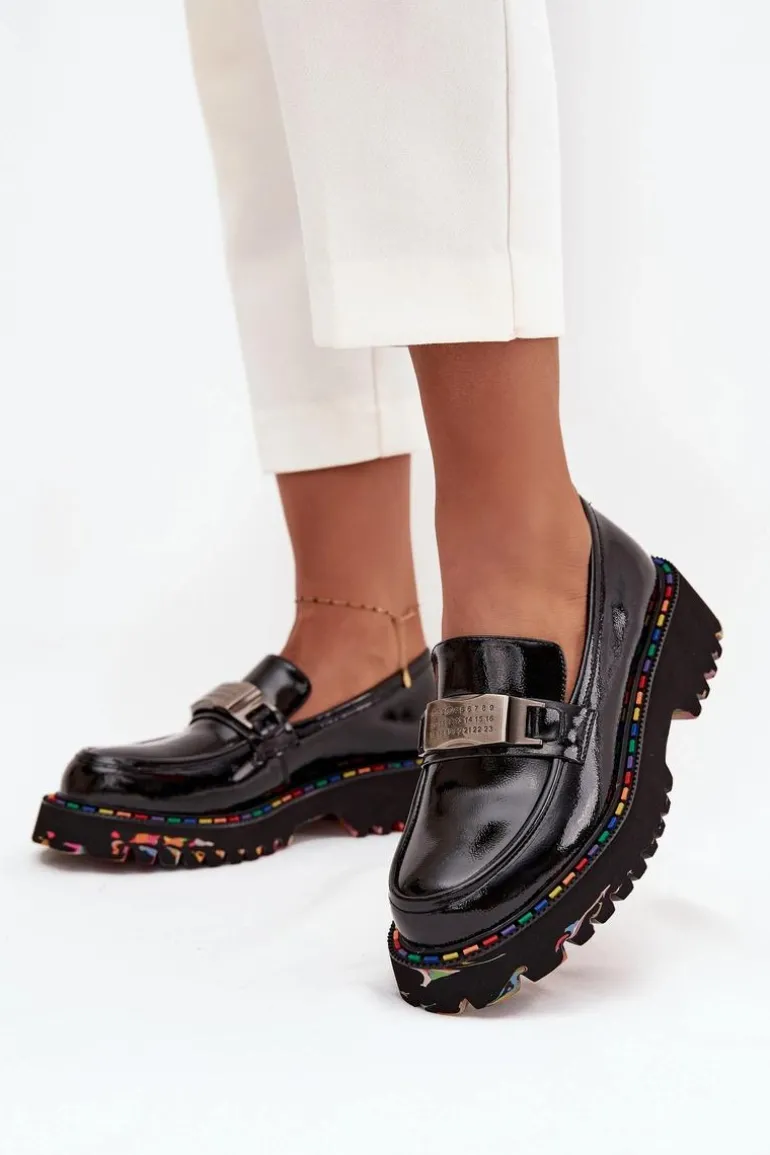 Półbuty Mokasyny Damskie Z Lakierowanej Skóry Artiker 57C0070 Czarne