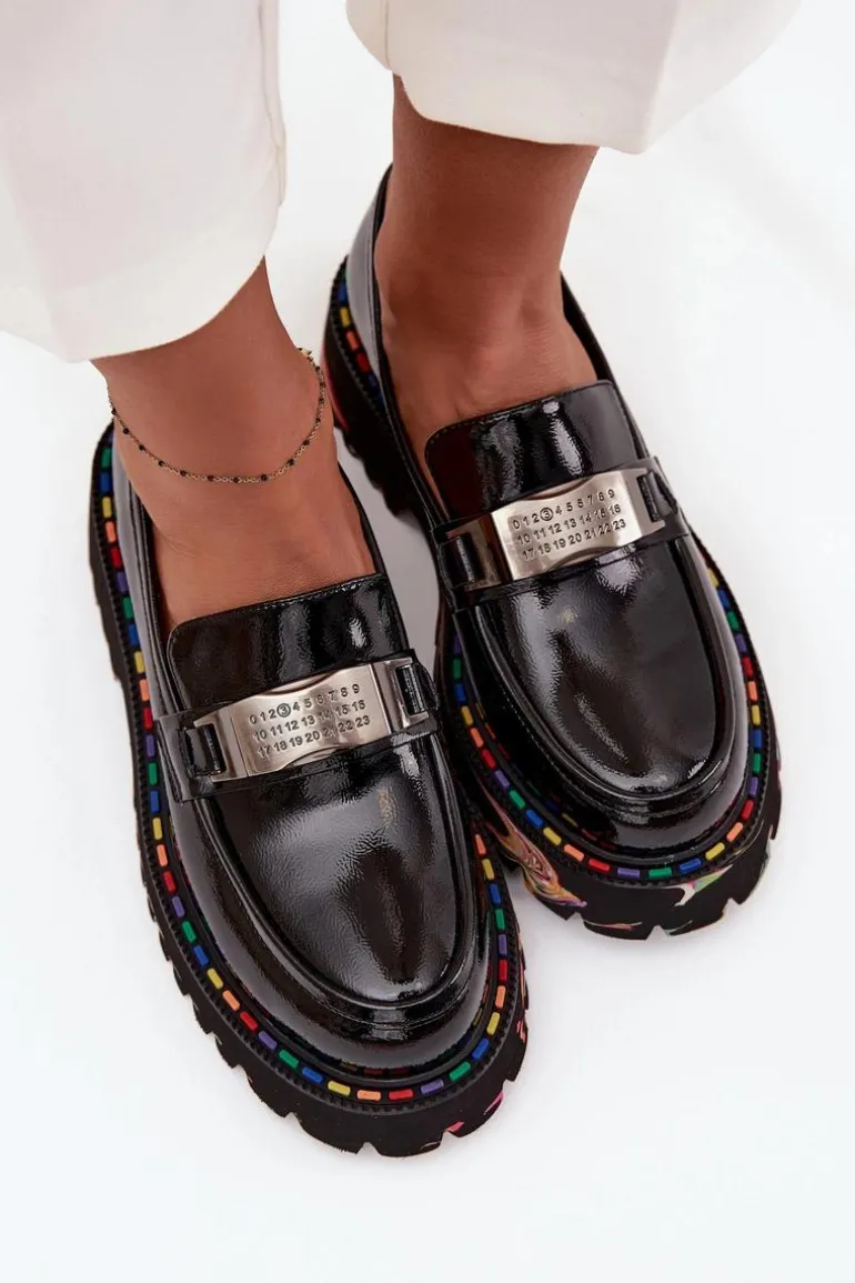 Półbuty Mokasyny Damskie Z Lakierowanej Skóry Artiker 57C0070 Czarne