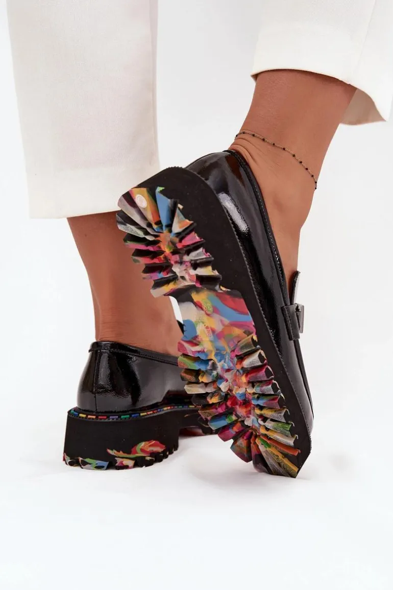 Półbuty Mokasyny Damskie Z Lakierowanej Skóry Artiker 57C0070 Czarne