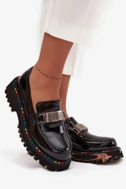 Półbuty Mokasyny Damskie Z Lakierowanej Skóry Artiker 57C0070 Czarne