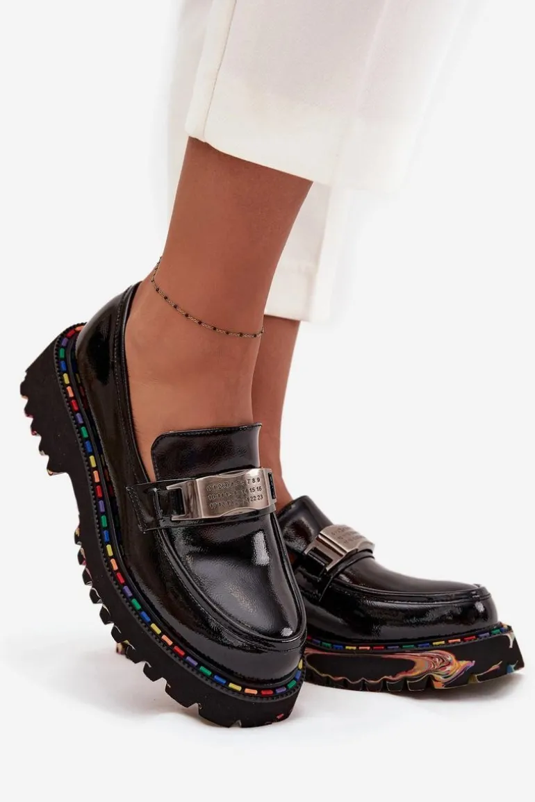 Półbuty Mokasyny Damskie Z Lakierowanej Skóry Artiker 57C0070 Czarne