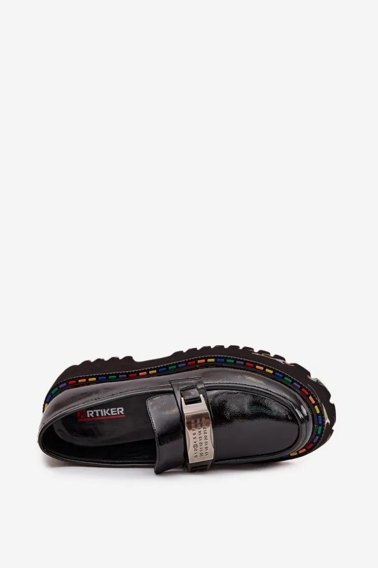 Półbuty Mokasyny Damskie Z Lakierowanej Skóry Artiker 57C0070 Czarne