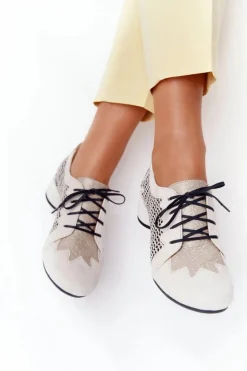 Półbuty Z Plecionki Na Obcasie Maciejka 04890-04 Beżowe