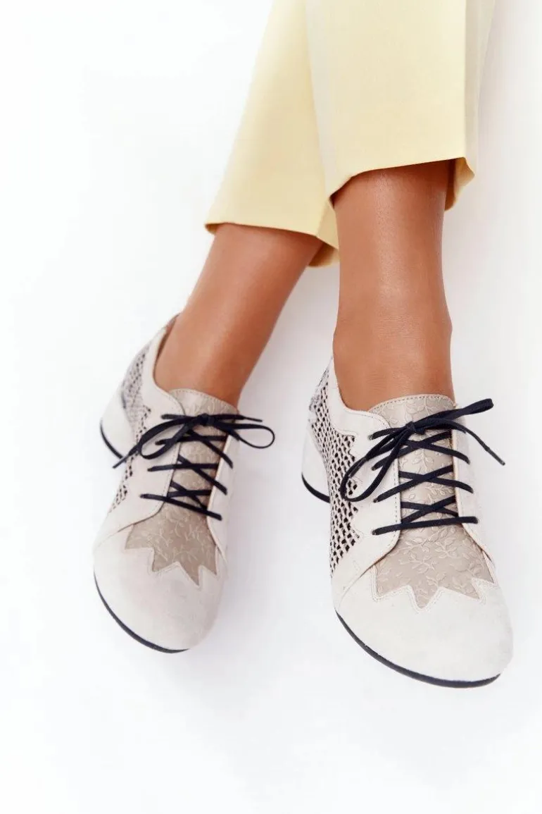 Półbuty Z Plecionki Na Obcasie Maciejka 04890-04 Beżowe