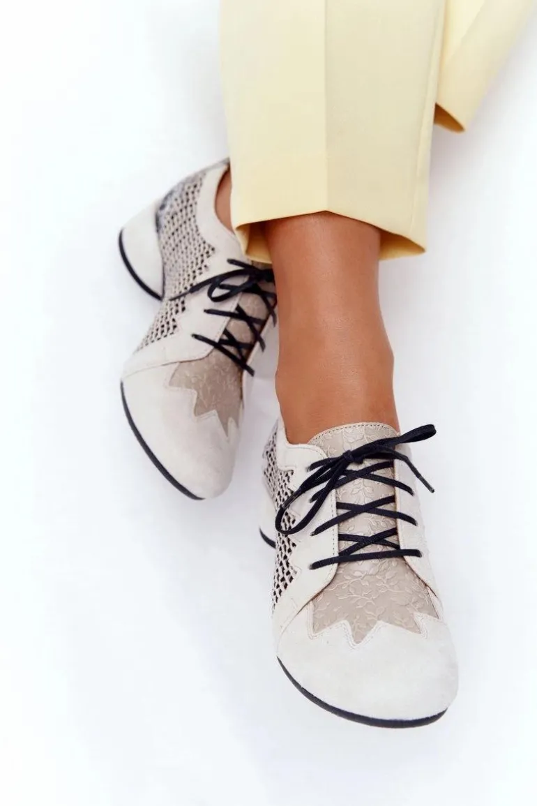 Półbuty Z Plecionki Na Obcasie Maciejka 04890-04 Beżowe