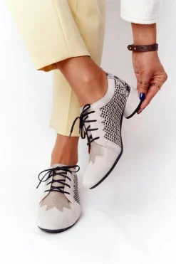 Półbuty Z Plecionki Na Obcasie Maciejka 04890-04 Beżowe