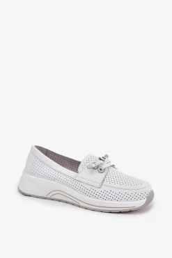 Półbuty Ze Skóry Naturalnej Na Platformie Artiker 56C2101 Białe