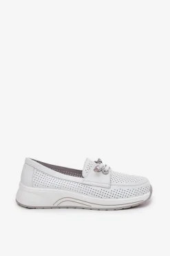 Półbuty Ze Skóry Naturalnej Na Platformie Artiker 56C2101 Białe