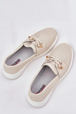 Półbuty Ze Skóry Naturalnej Na Platformie Artiker 56C2102 Beżowe