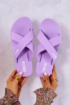 Piankowe Damskie Klapki Big Star JJ274A340 Fioletowe