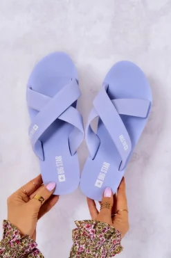 Piankowe Damskie Klapki Big Star JJ274A521 Jasnoniebieskie