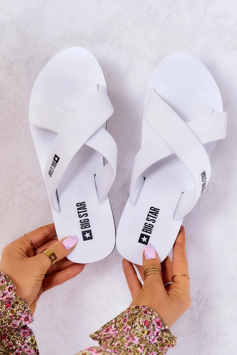 Piankowe Damskie Klapki Big Star JJ274A339 Białe