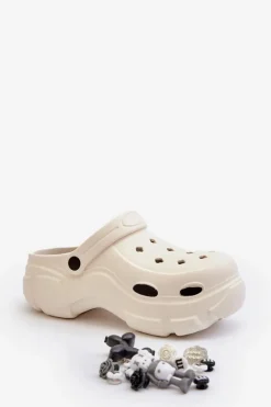 Piankowe Damskie Lekkie Klapki Na Masywnej Podeszwie Białe Matirra