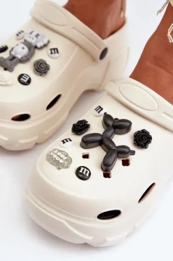 Piankowe Damskie Lekkie Klapki Na Masywnej Podeszwie Białe Matirra