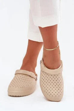 Piankowe Klapki Chodaki Damskie Beżowe Faylina