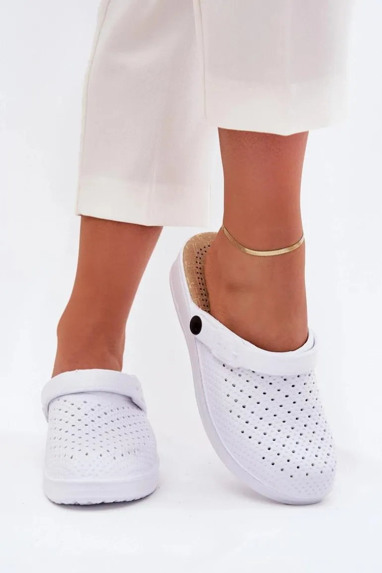 Piankowe Klapki Chodaki Damskie Białe Faylina