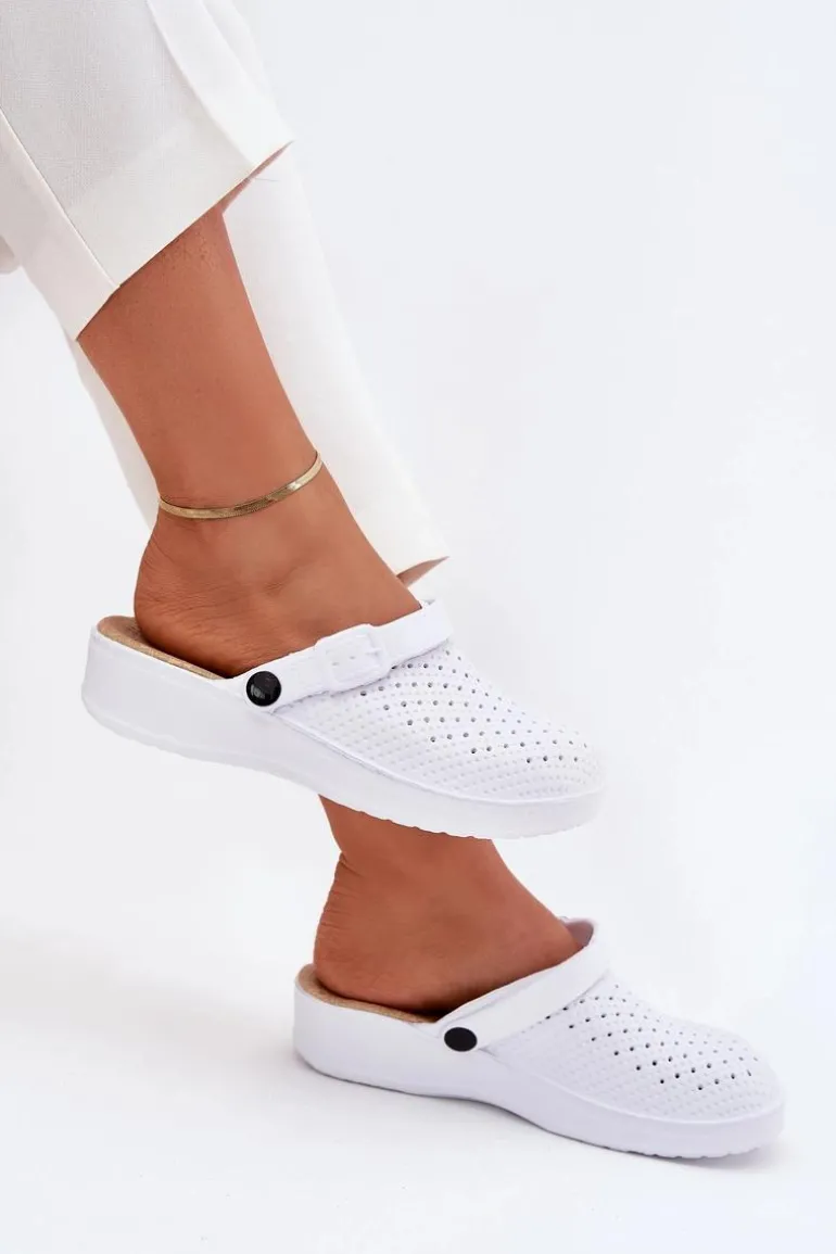 Piankowe Klapki Chodaki Damskie Białe Faylina