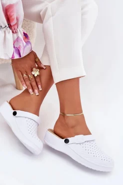 Piankowe Klapki Chodaki Damskie Białe Faylina