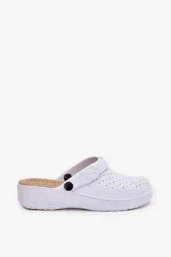 Piankowe Klapki Chodaki Damskie Białe Faylina