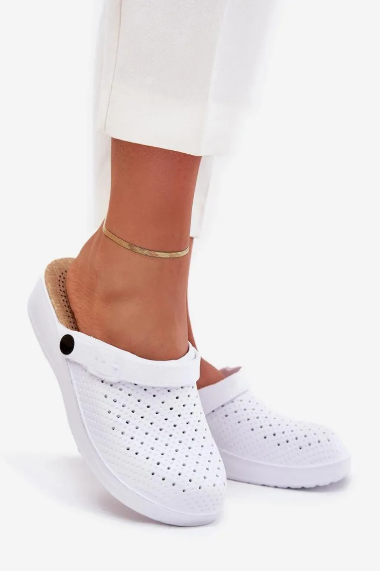 Piankowe Klapki Chodaki Damskie Białe Faylina