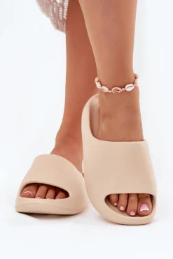 Piankowe Klapki Damskie Beżowe Rivasol