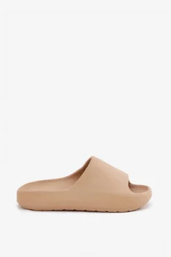 Piankowe Klapki Damskie Ciemnobeżowe Rivasol