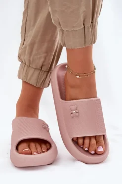 Piankowe Klapki Damskie Na Platformie Z Misiem Vinceza 75210 Różowe