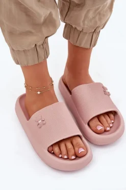 Piankowe Klapki Damskie Na Platformie Z Misiem Vinceza 75210 Różowe