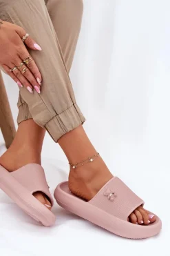 Piankowe Klapki Damskie Na Platformie Z Misiem Vinceza 75210 Różowe