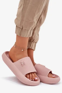 Piankowe Klapki Damskie Na Platformie Z Misiem Vinceza 75210 Różowe