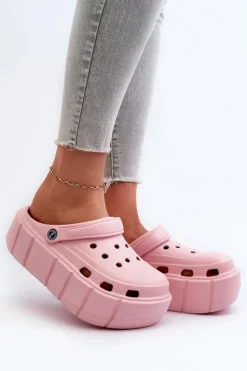 Piankowe Klapki Damskie Na Platformie Różowe Itubia