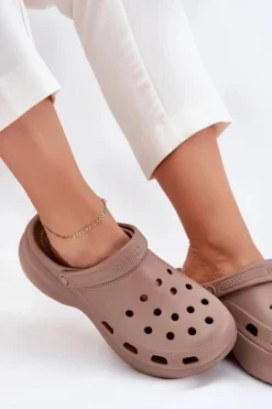 Piankowe Klapki Damskie Na Masywnej Podeszwie Big Star RR274A121 Ciemnobeżowe