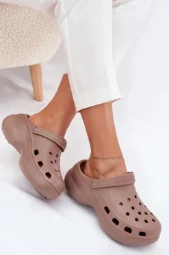 Piankowe Klapki Damskie Na Masywnej Podeszwie Big Star RR274A121 Ciemnobeżowe