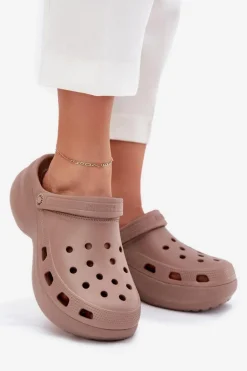 Piankowe Klapki Damskie Na Masywnej Podeszwie Big Star RR274A121 Ciemnobeżowe