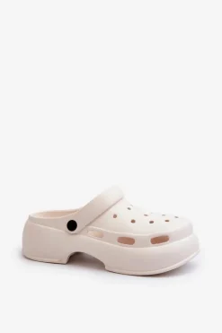 Piankowe Klapki Damskie Na Masywnej Podeszwie Białe Danollia