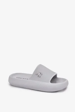 Piankowe Klapki Damskie Na Platformie Z Misiem Vinceza 75210 Szare