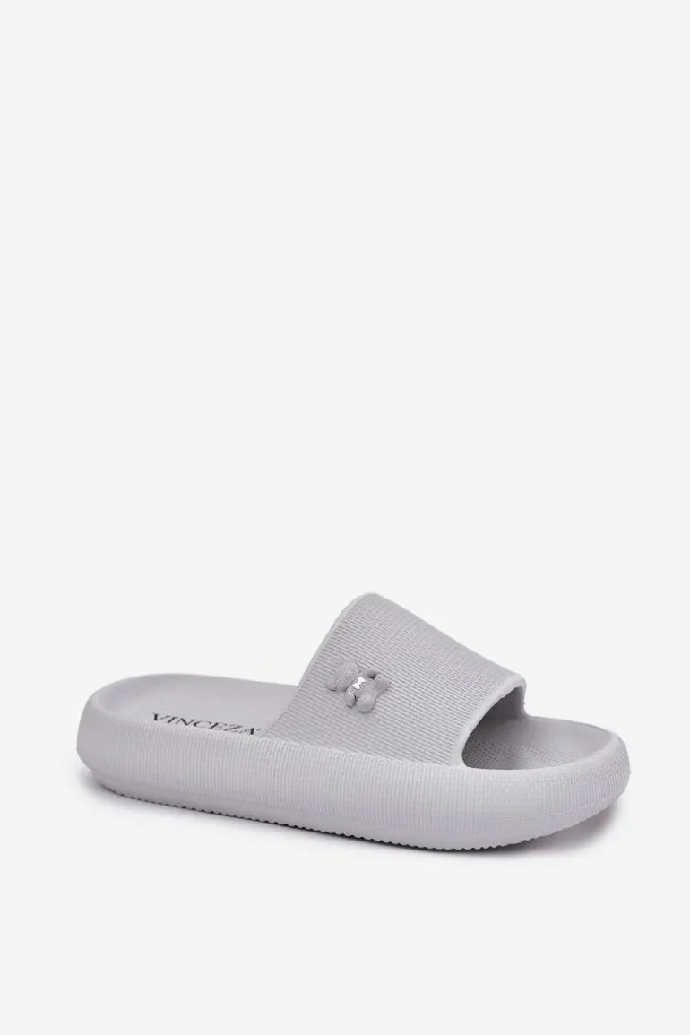 Piankowe Klapki Damskie Na Platformie Z Misiem Vinceza 75210 Szare