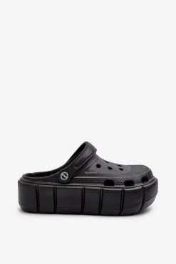 Piankowe Klapki Damskie Na Platformie Czarne Itubia