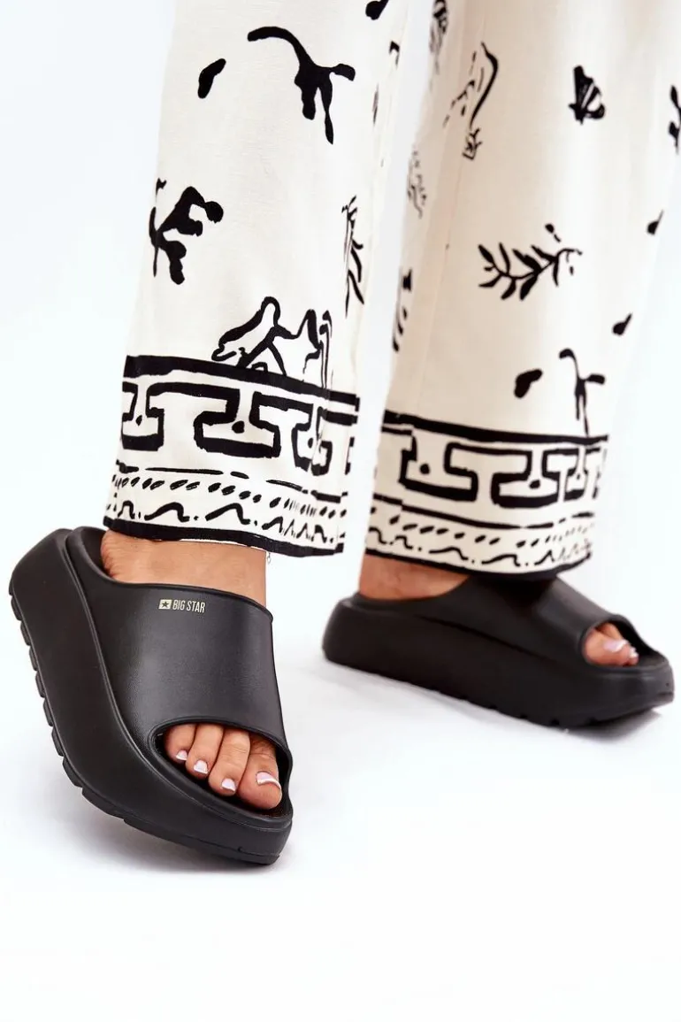 Piankowe Klapki Damskie Na Platformie Big Star RR274A567 Czarne