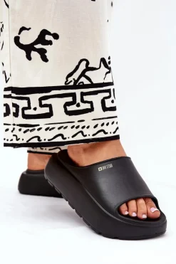 Piankowe Klapki Damskie Na Platformie Big Star RR274A567 Czarne